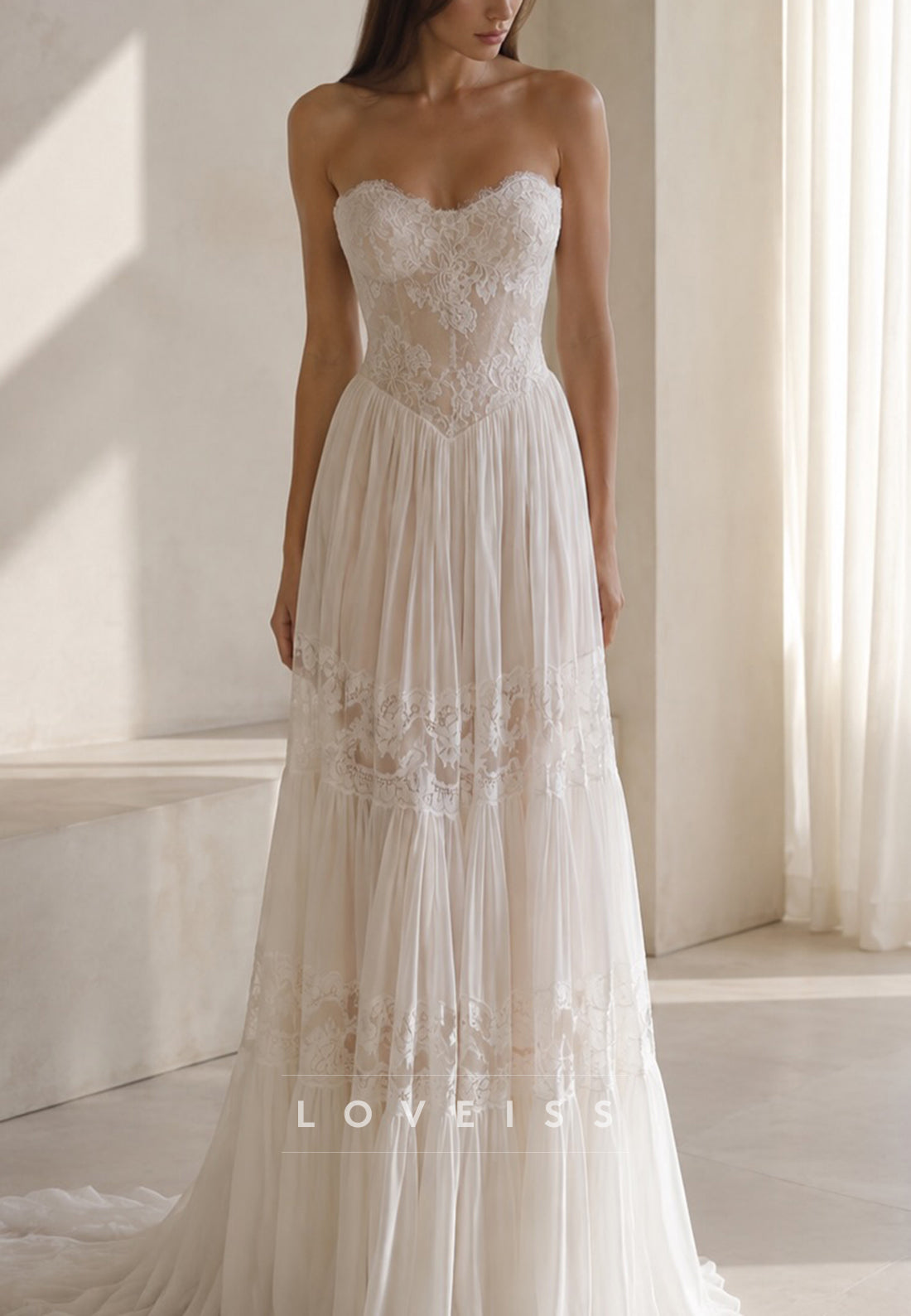 Strapless Sweetheart Lace A-Line Wedding Dress