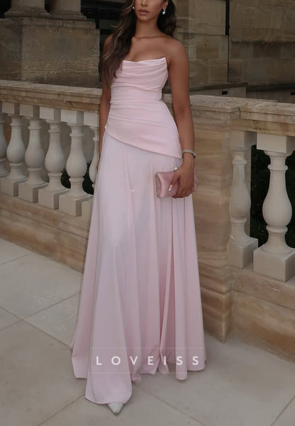 Strapless Ruched Bodice A-Line Maxi Dress