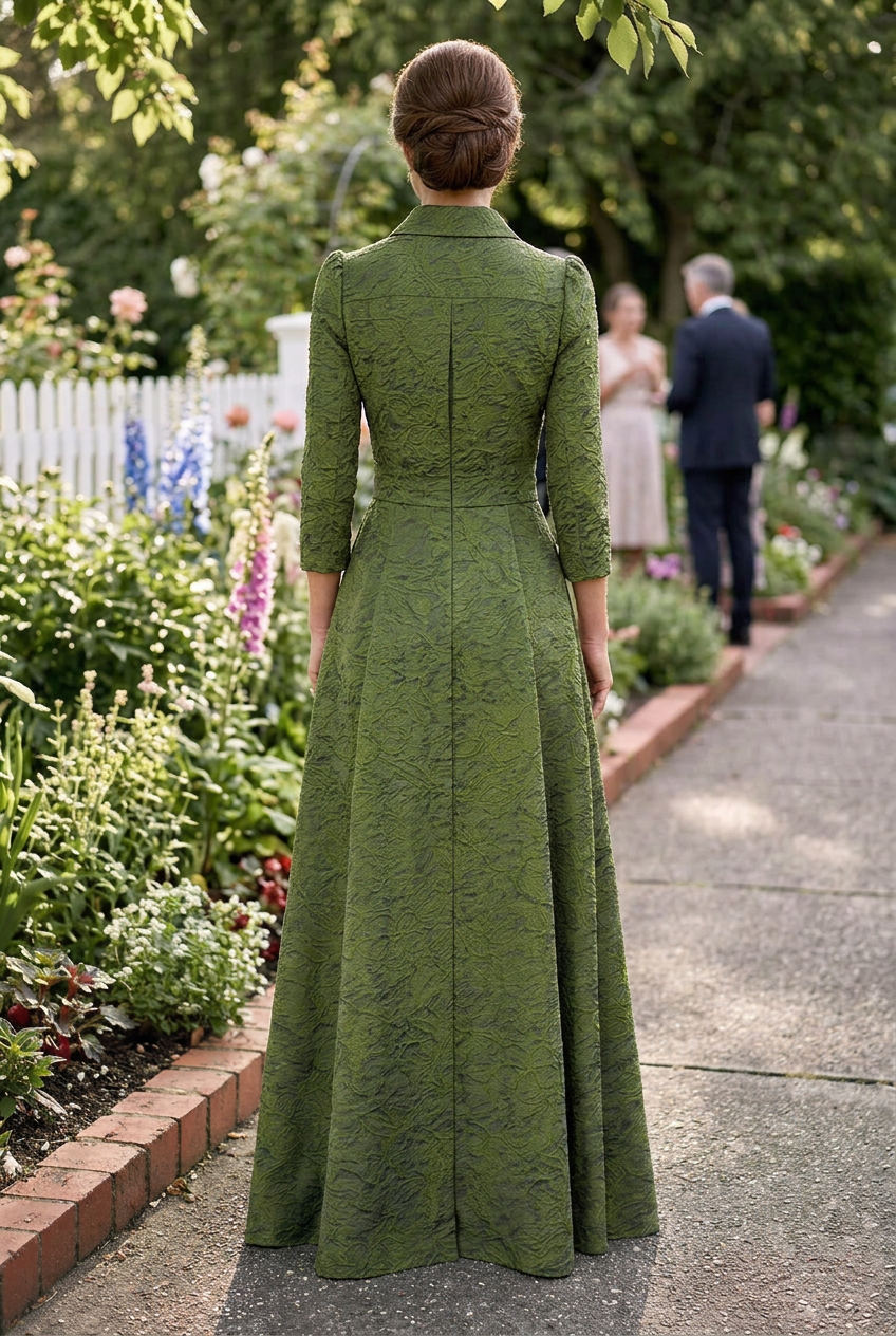 Jacquard Shirt Maxi Dress with Tie Belt
