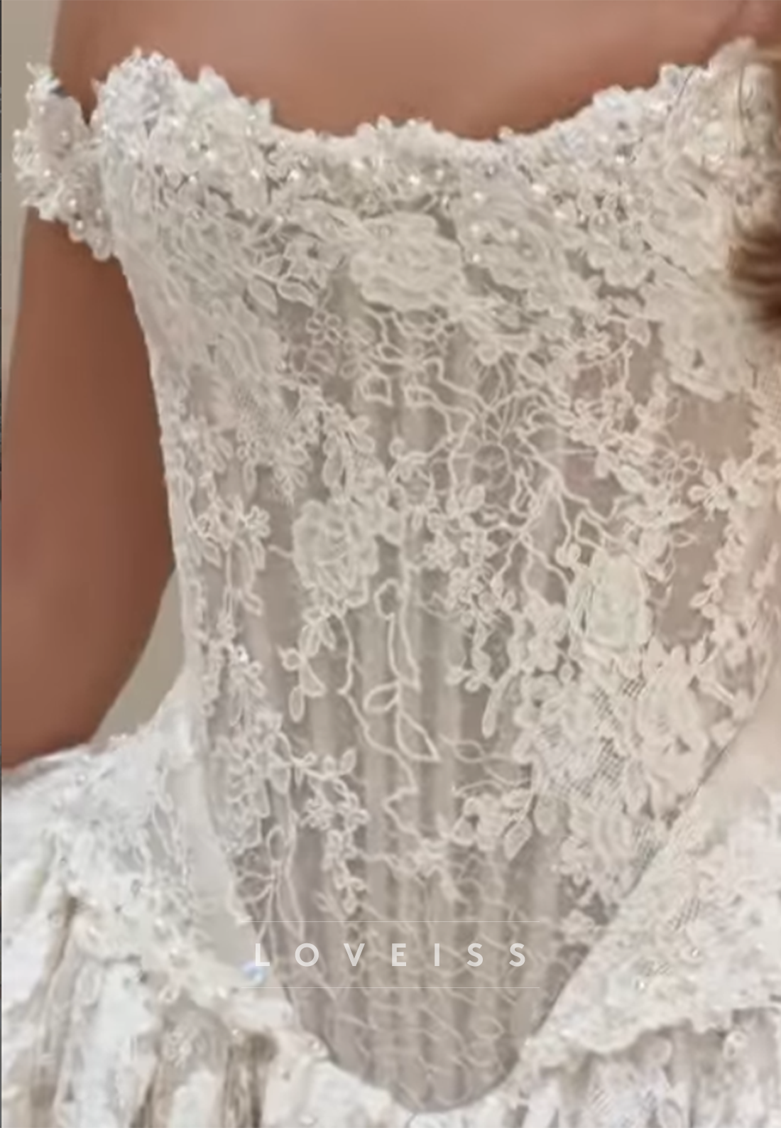 Off-the-Shoulder Lace Corset Ball Gown