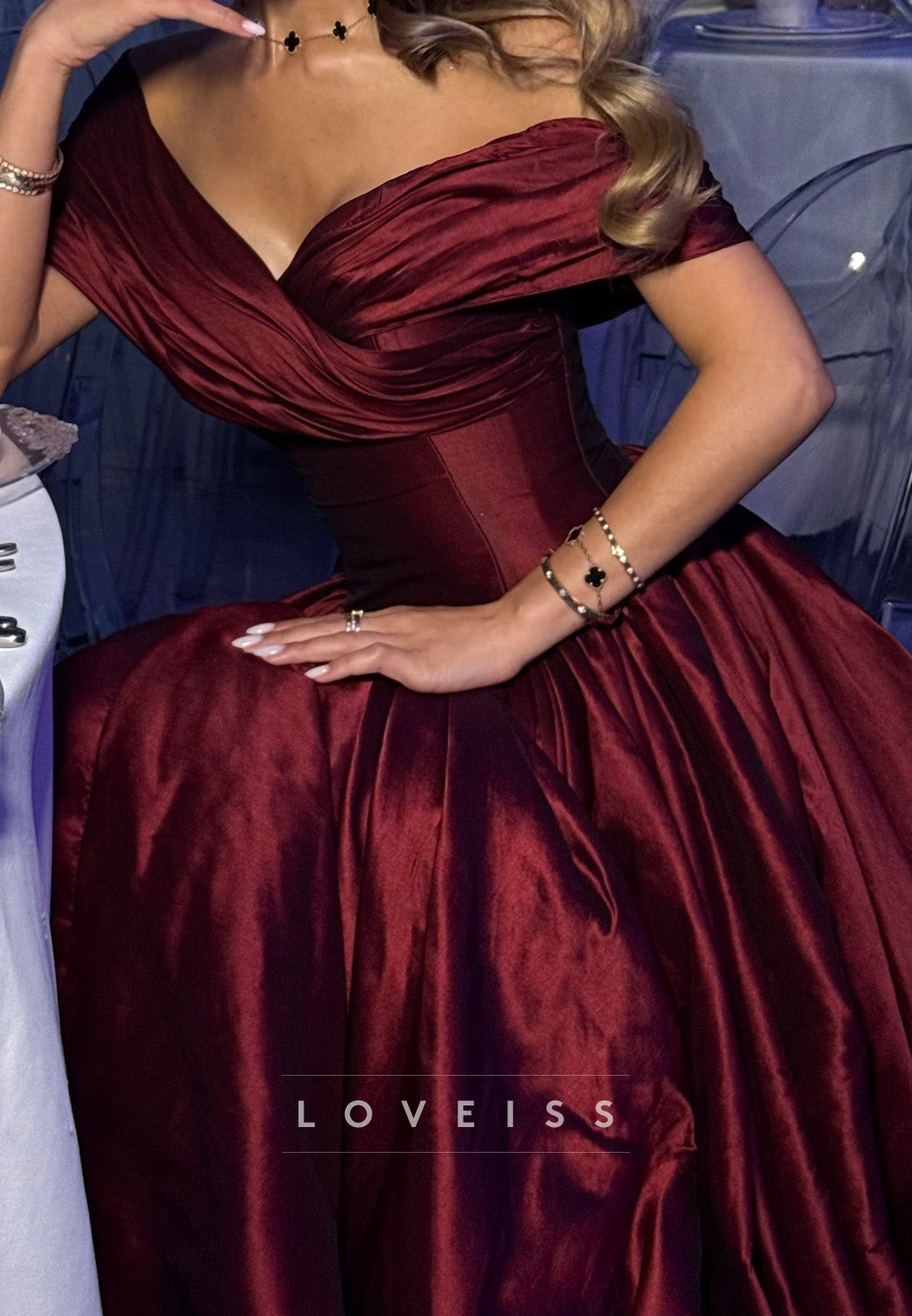 Off-the-Shoulder Corset Ball Gown with Train