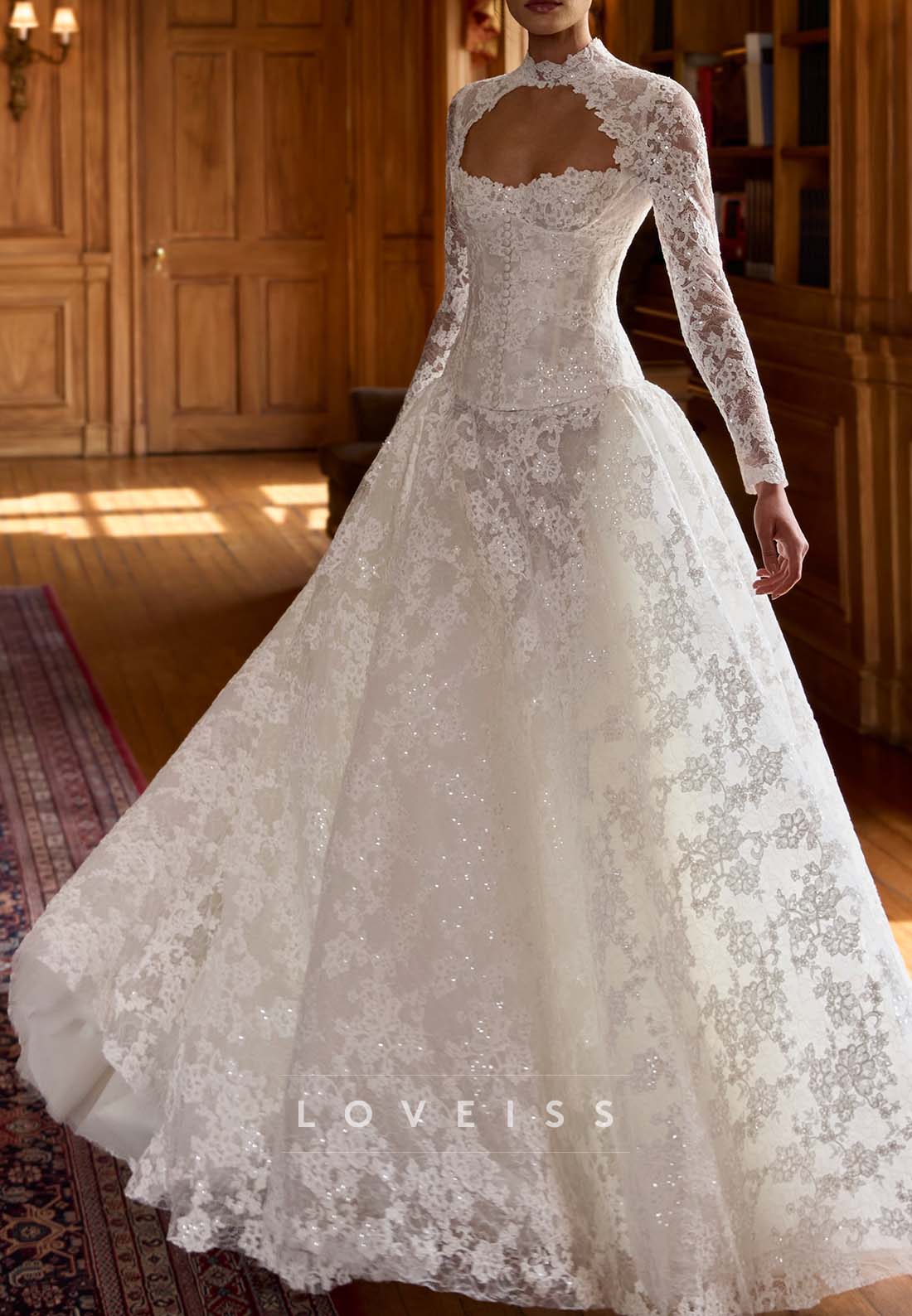Lace Long Sleeve Ball Gown Wedding Dress