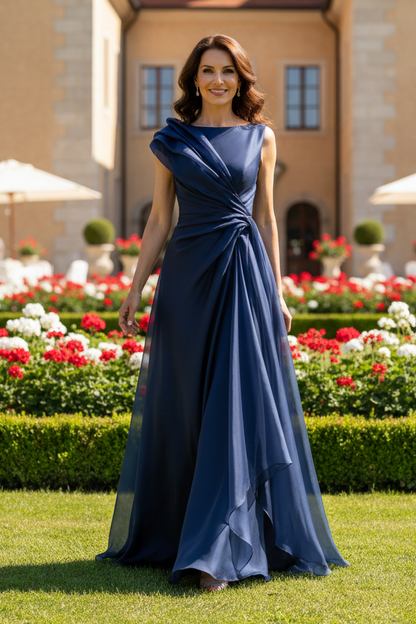 Elegant Ruched Side Draped Evening Gown