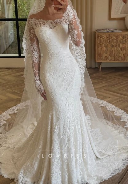 Off-Shoulder Lace Mermaid Wedding Dress