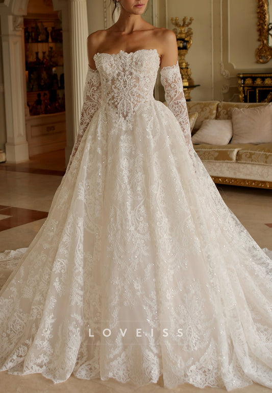 Embroidered Lace Corset Ball Gown Wedding Dress