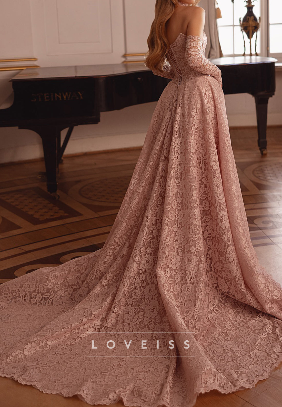 Strapless Corset Lace Ball Gown Wedding Dress