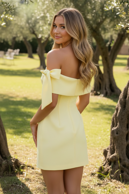Off-Shoulder Bow-Tie Bodycon Mini Dress