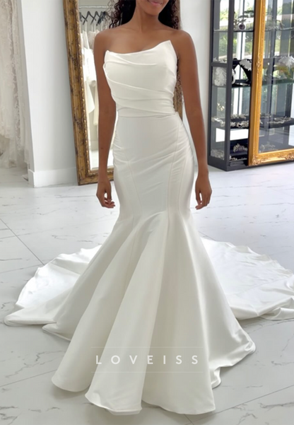 Asymmetrical Ruched Mermaid Wedding Dress