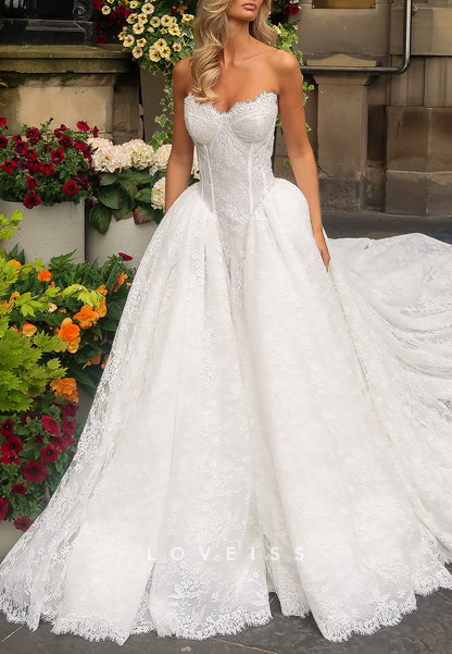 Corset Lace Ball Gown Wedding Dress with Sleeves