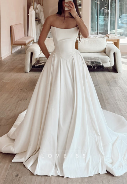 Strapless Basque Waist Satin Ball Gown