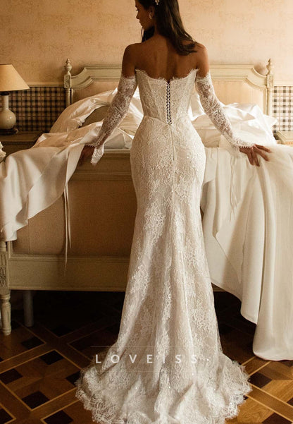 Off-Shoulder Lace Mermaid Wedding Dress