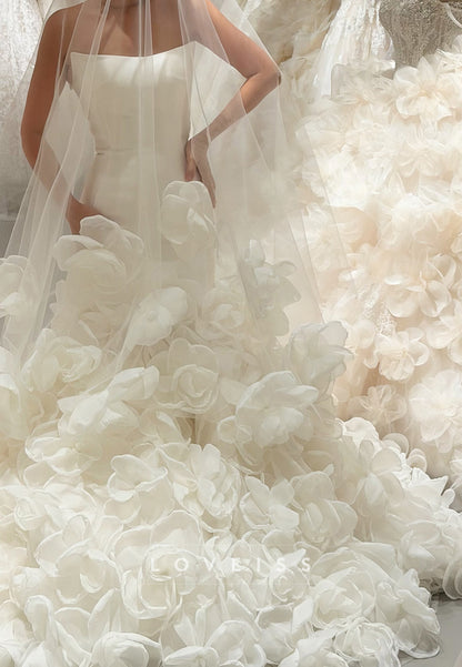 Strapless Mermaid Gown with 3D Floral Train