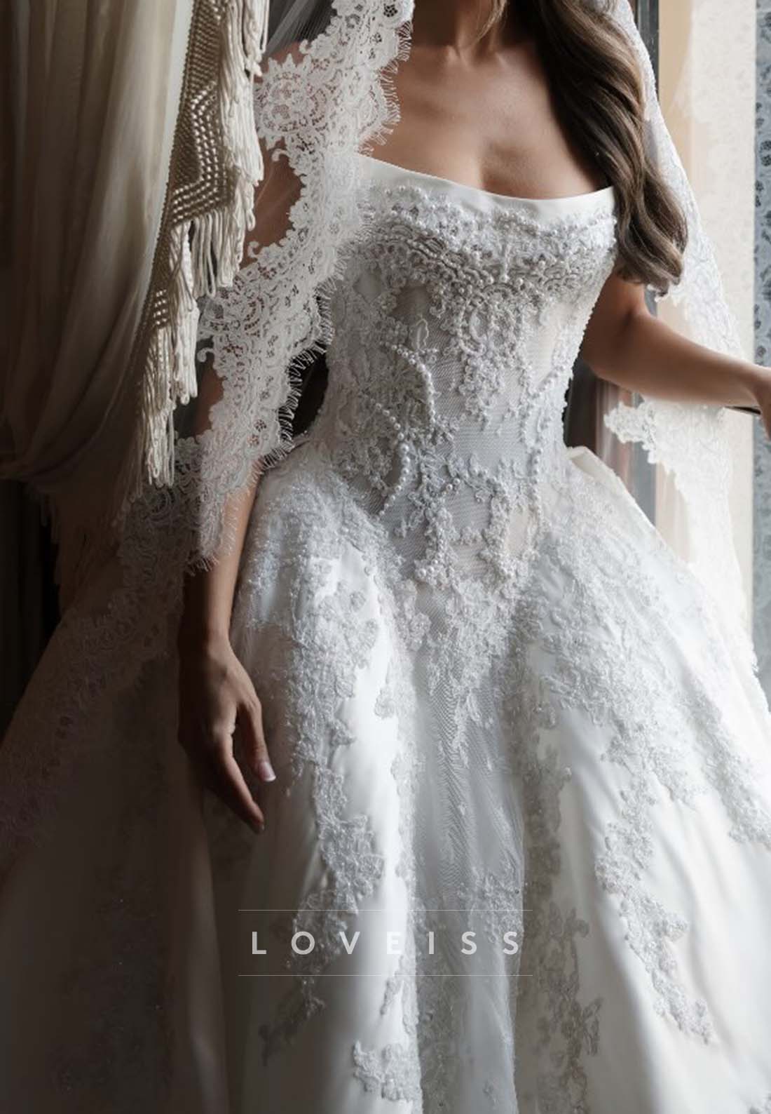 Strapless Lace Ball Gown Wedding Dress