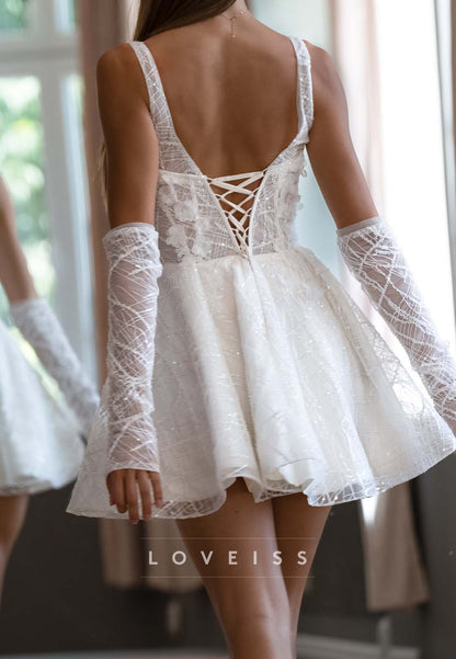 Embellished Mini Dress with Corset and Gloves