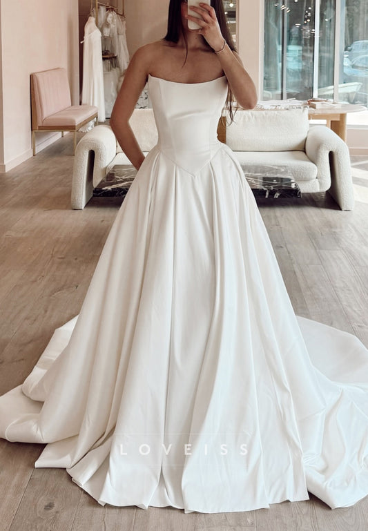 Strapless Basque Waist Satin Ball Gown