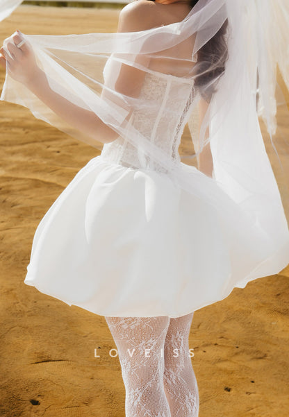 Strapless Lace Corset Bubble Mini Dress