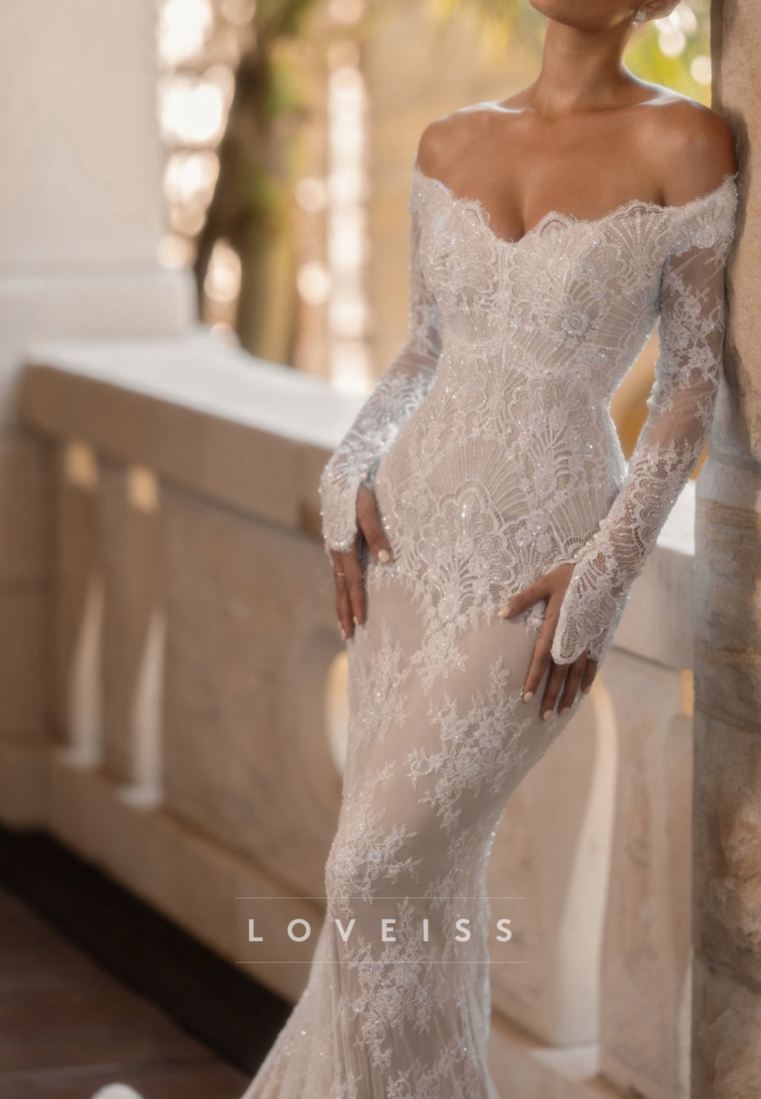 Off-the-Shoulder Lace Mermaid Wedding Dress