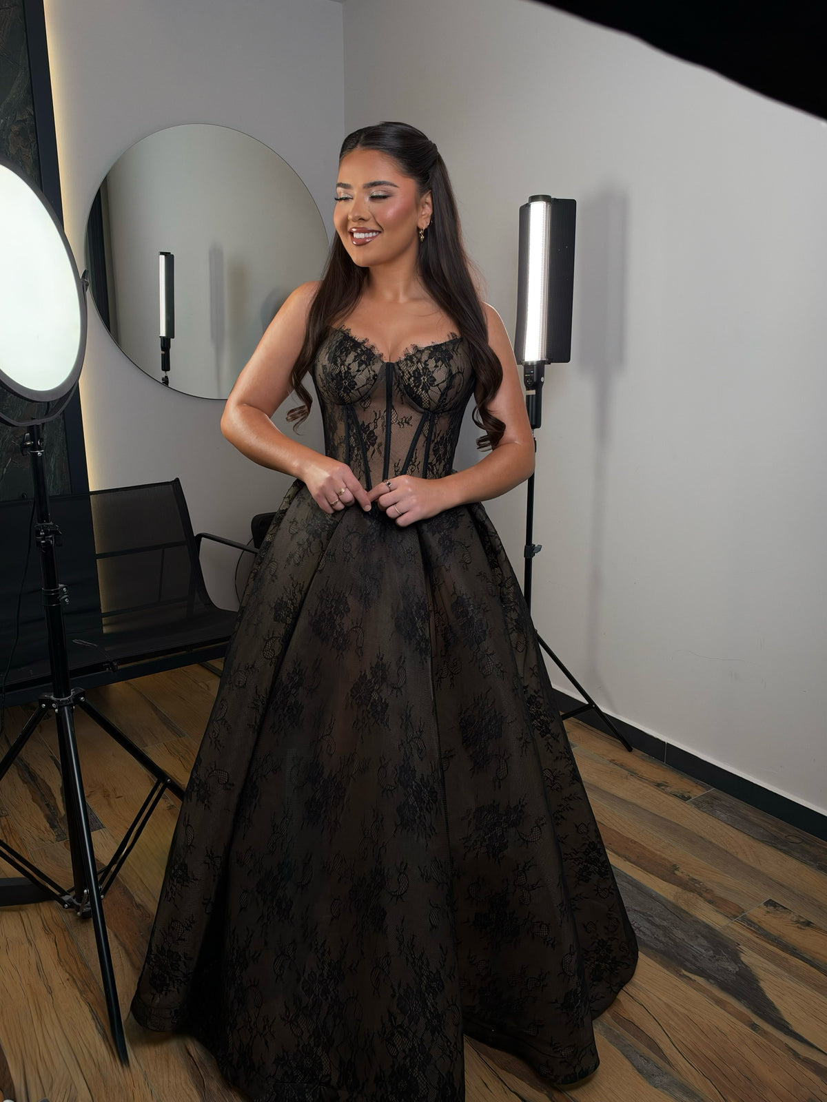 Strapless Lace Corset Ball Gown