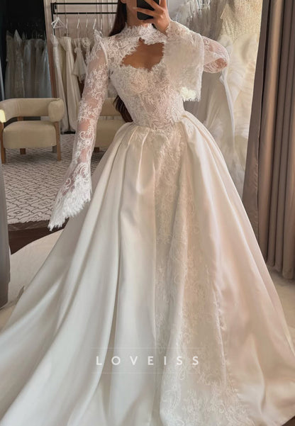Lace Cut-Out Ball Gown Wedding Dress