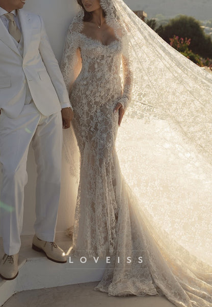 Long Sleeve Lace Mermaid Wedding Dress