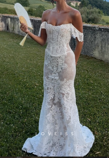 Off-the-Shoulder Lace Corset Mermaid Wedding Dress