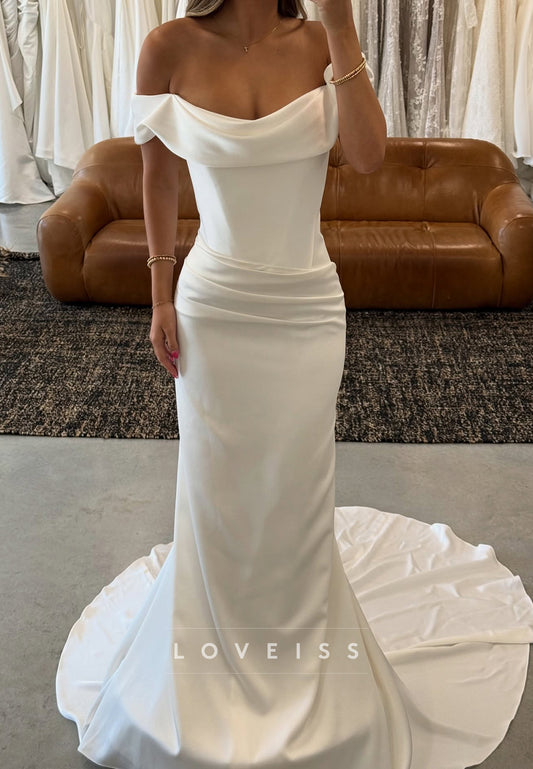 Off-The-Shoulder Cowl Neck Mermaid Wedding Dress