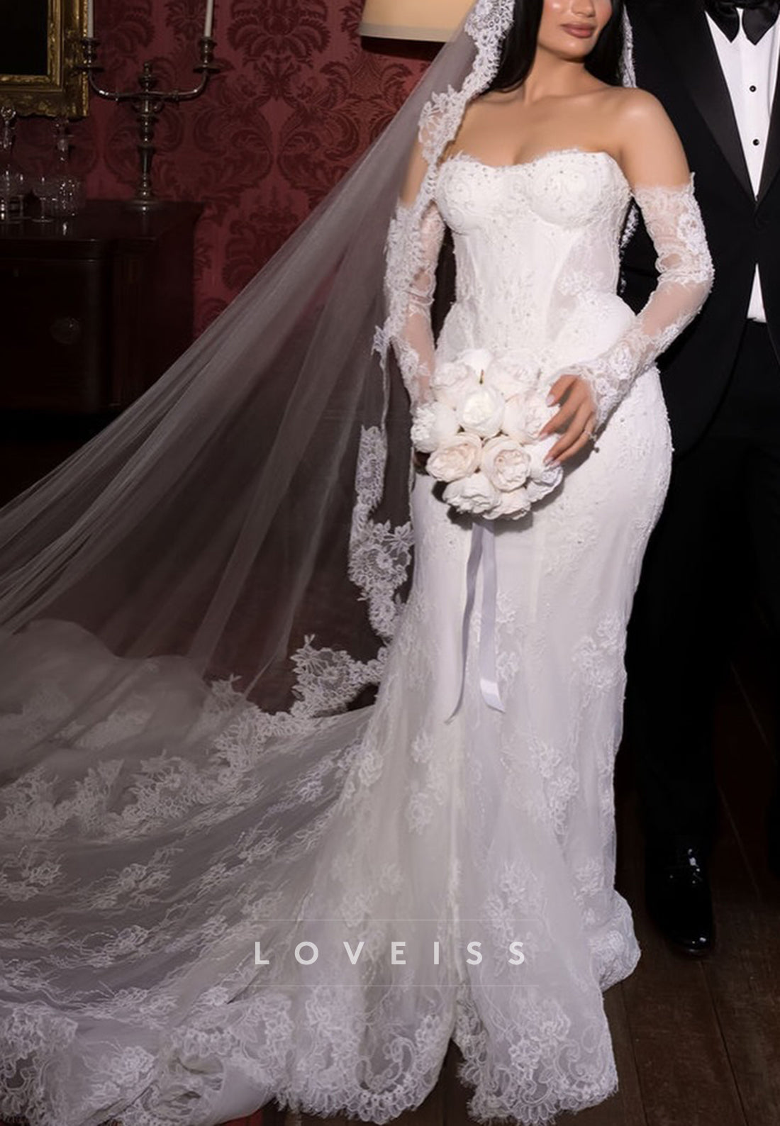 Lace Mermaid Wedding Dress with Corset Bodice