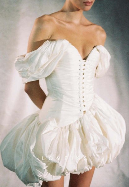 Corset Bubble Mini Dress with Off-Shoulder Sleeves