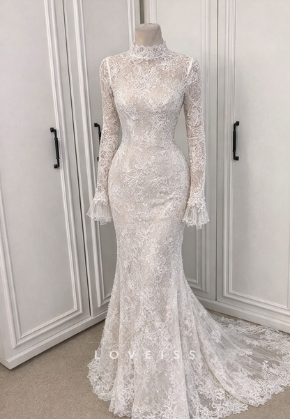 High Neck Lace Mermaid Wedding Dress