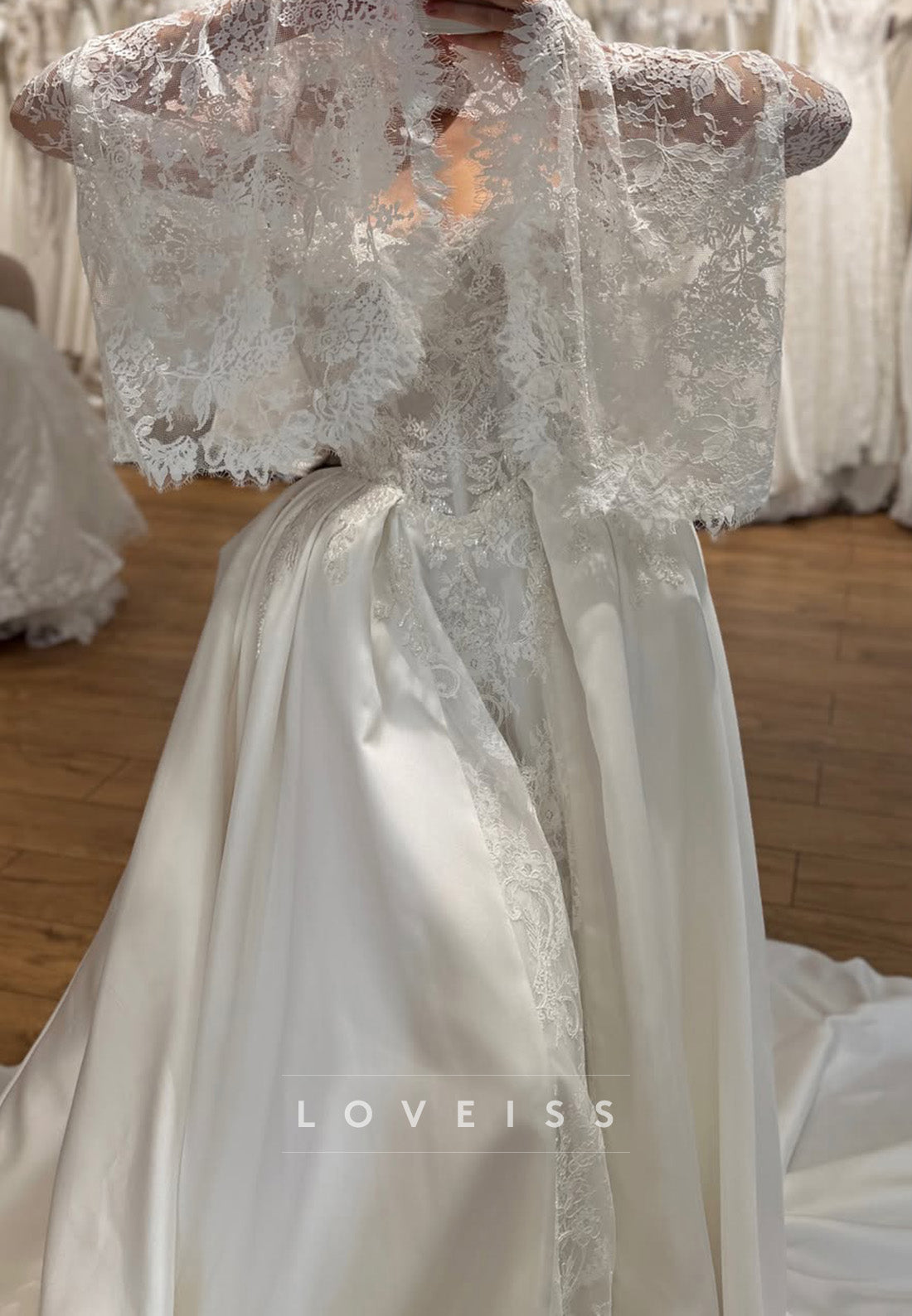 Lace Cut-Out Ball Gown Wedding Dress