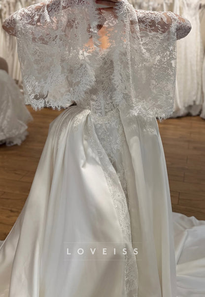 Lace Cut-Out Ball Gown Wedding Dress