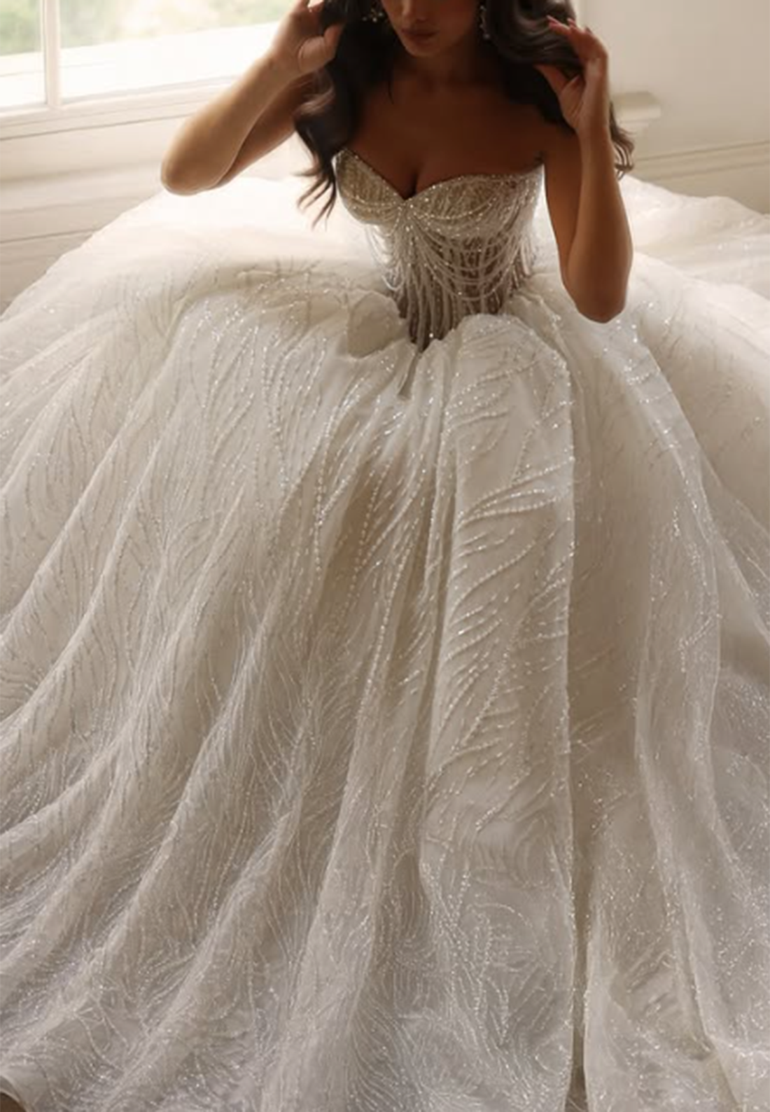 Beaded Corset Strapless Ball Gown Wedding Dress