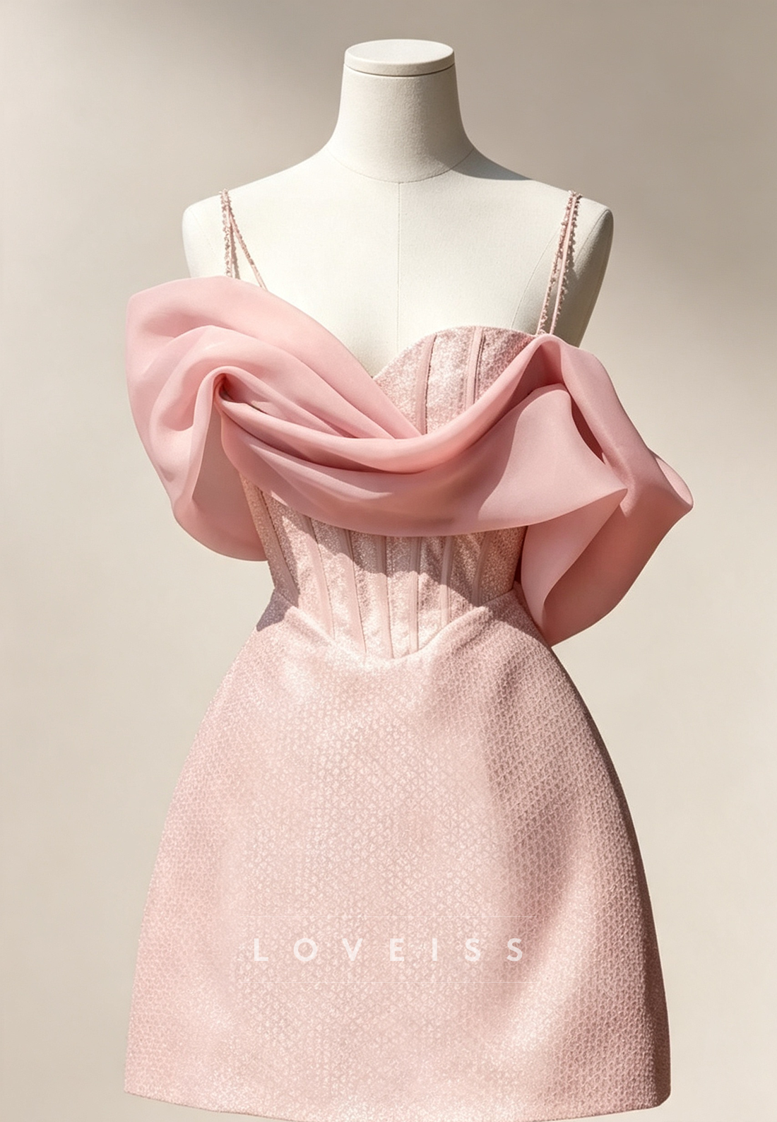 Sweetheart Corset Satin Mini Dress with Textured Skirt