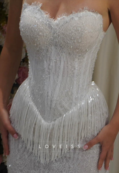 Lace Corset Mini Dress with Fringe