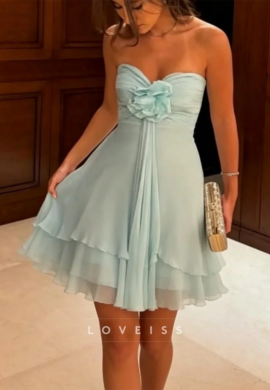 Strapless Sweetheart Tiered Ruffle Mini Dress