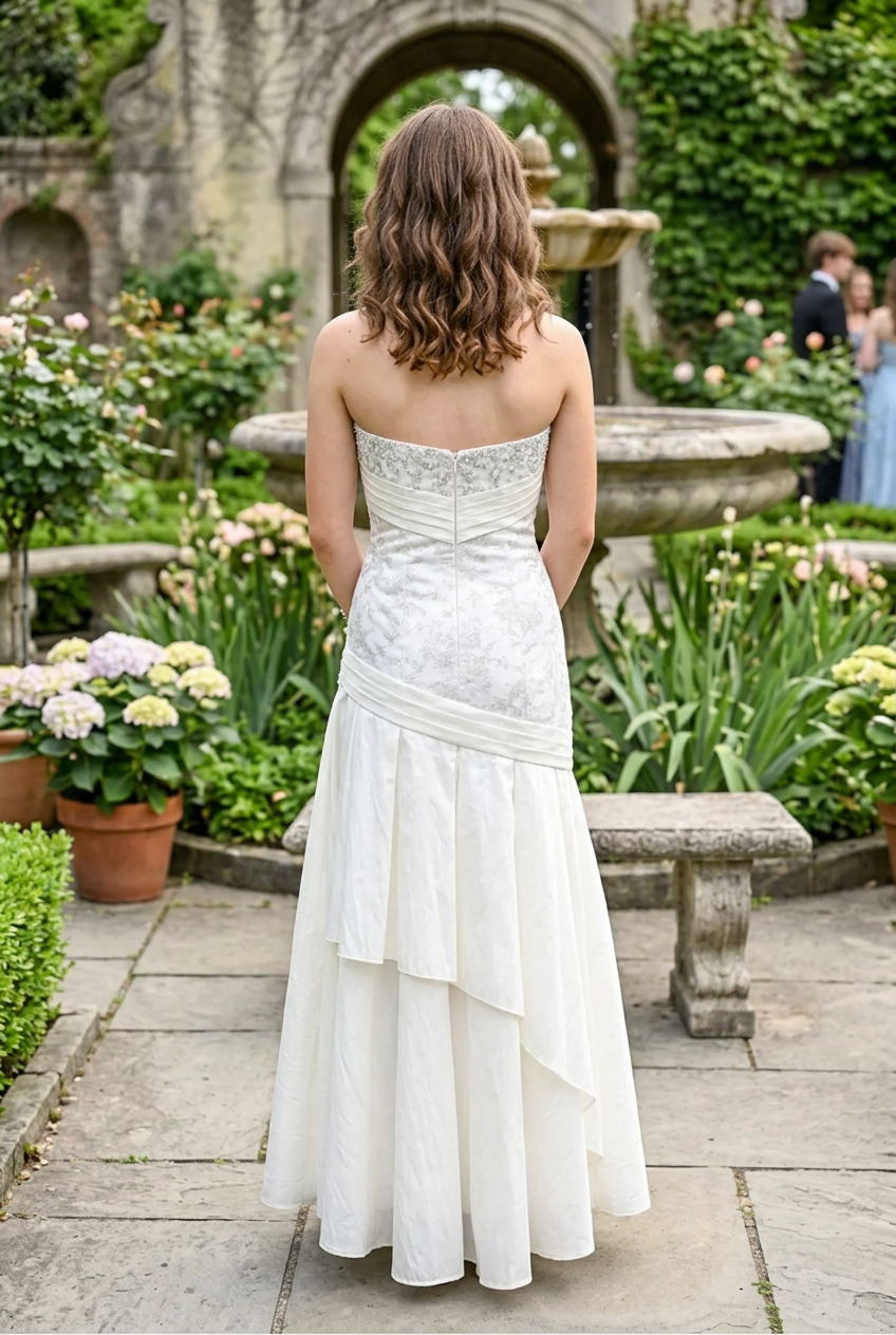 Strapless Jacquard Mermaid Dress with Beading
