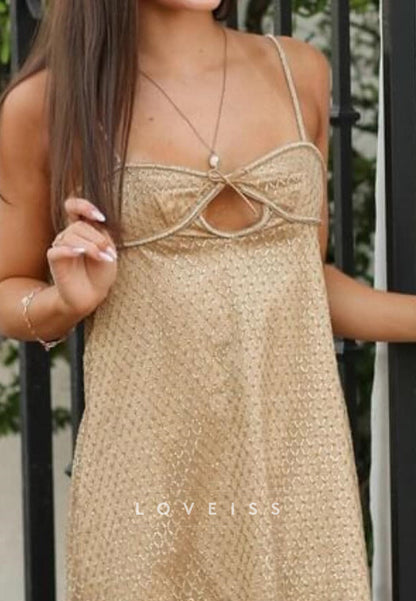 Sparkly Sequin Mesh Keyhole Mini Dress