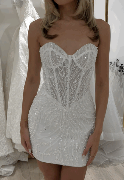 Strapless Beaded Corset Mini Dress