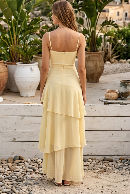 Tiered Maxi Dress with Bustier Bodice