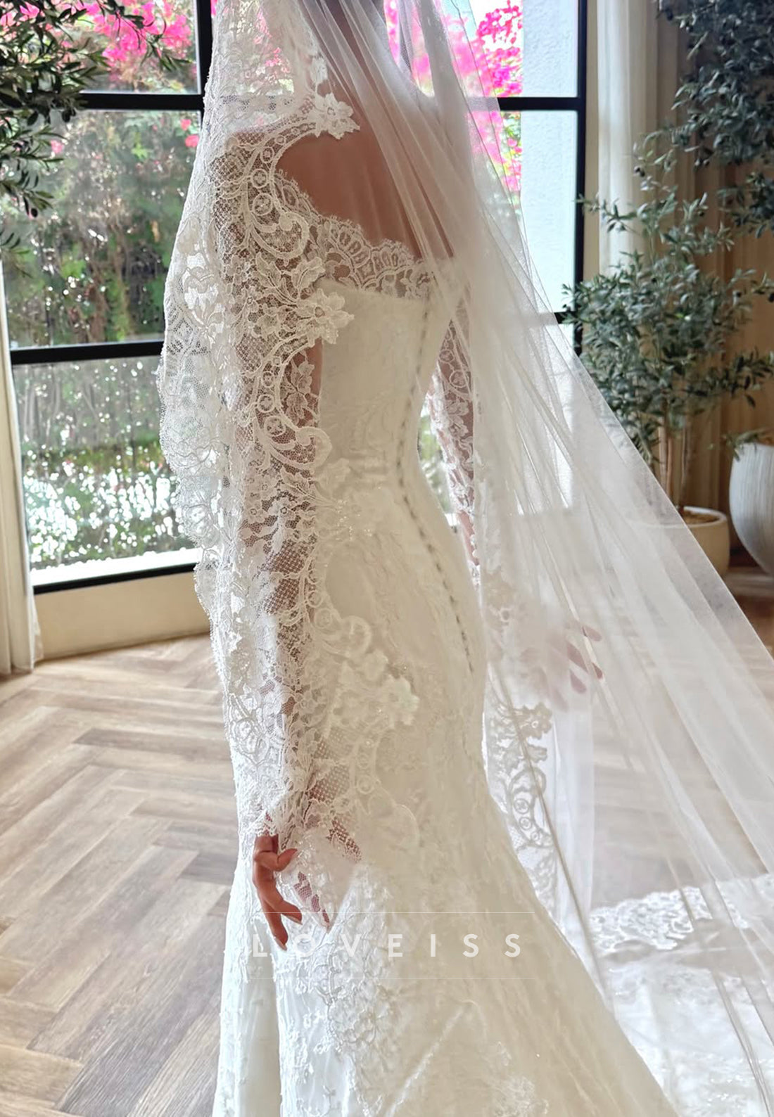 Lace Off-the-Shoulder Long Sleeve Mermaid Wedding Dress