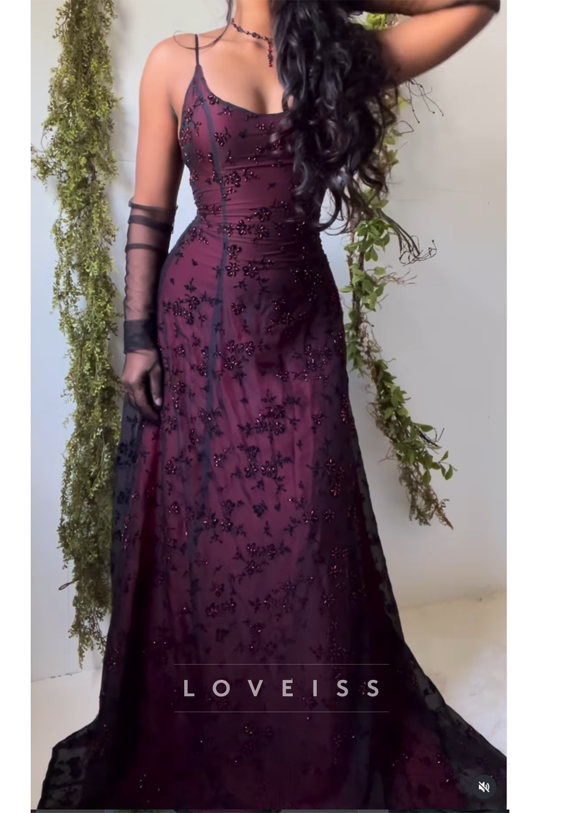 Embroidered Beaded Spaghetti Strap Maxi Dress