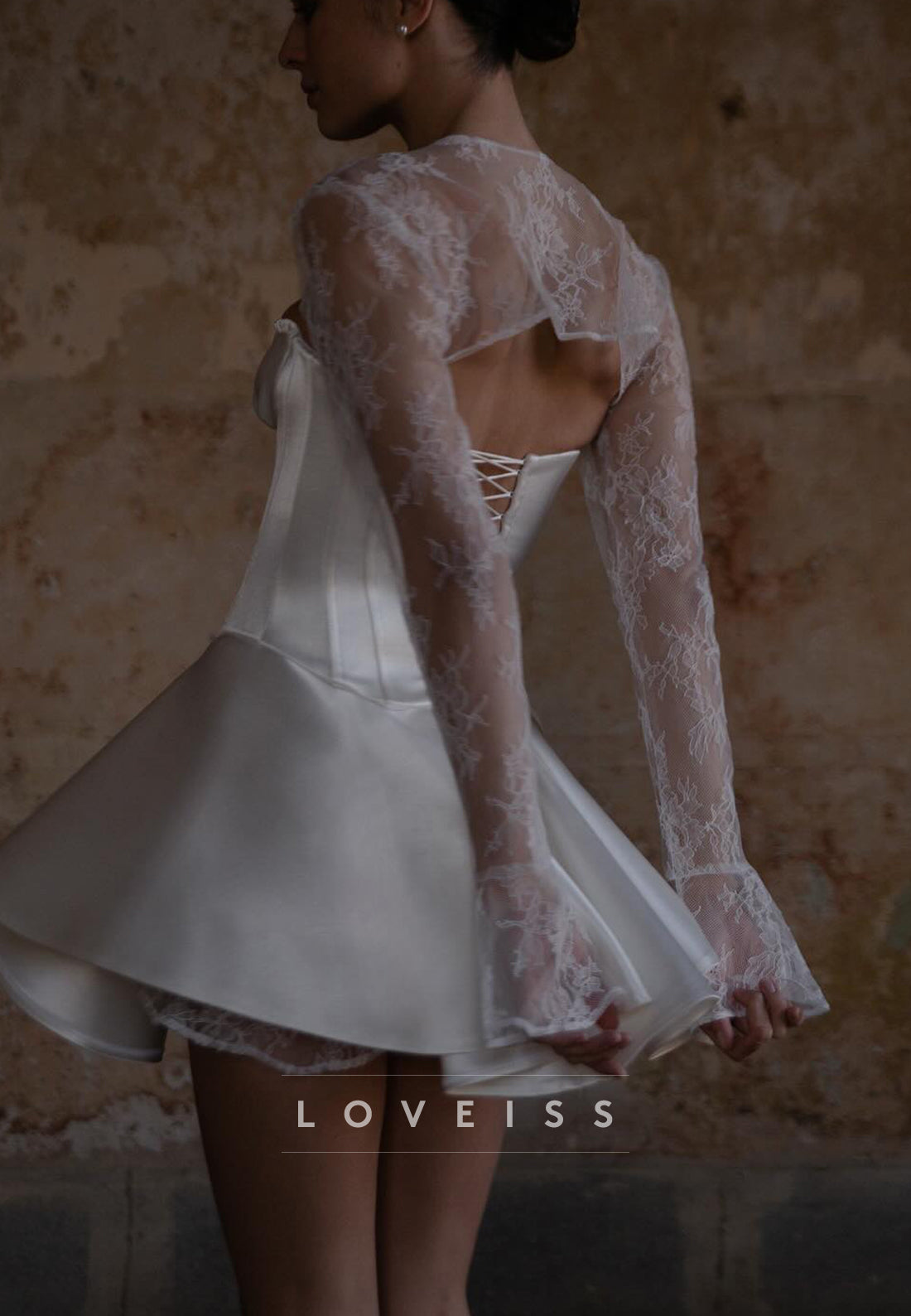 Corset Mini Dress with Lace Bolero