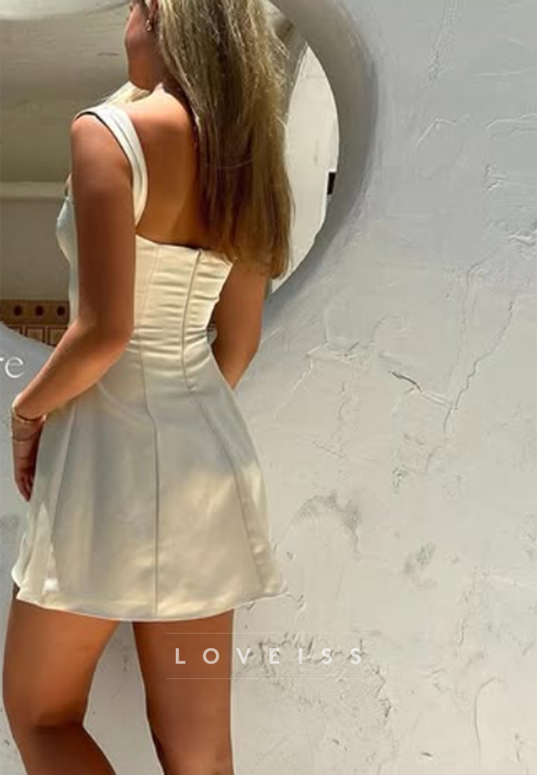Lace Bustier Tie-Front Sleeveless Mini Dress