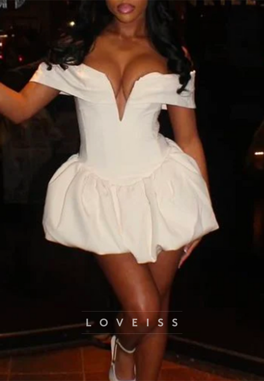 Off-the-Shoulder Corset Bubble Mini Dress