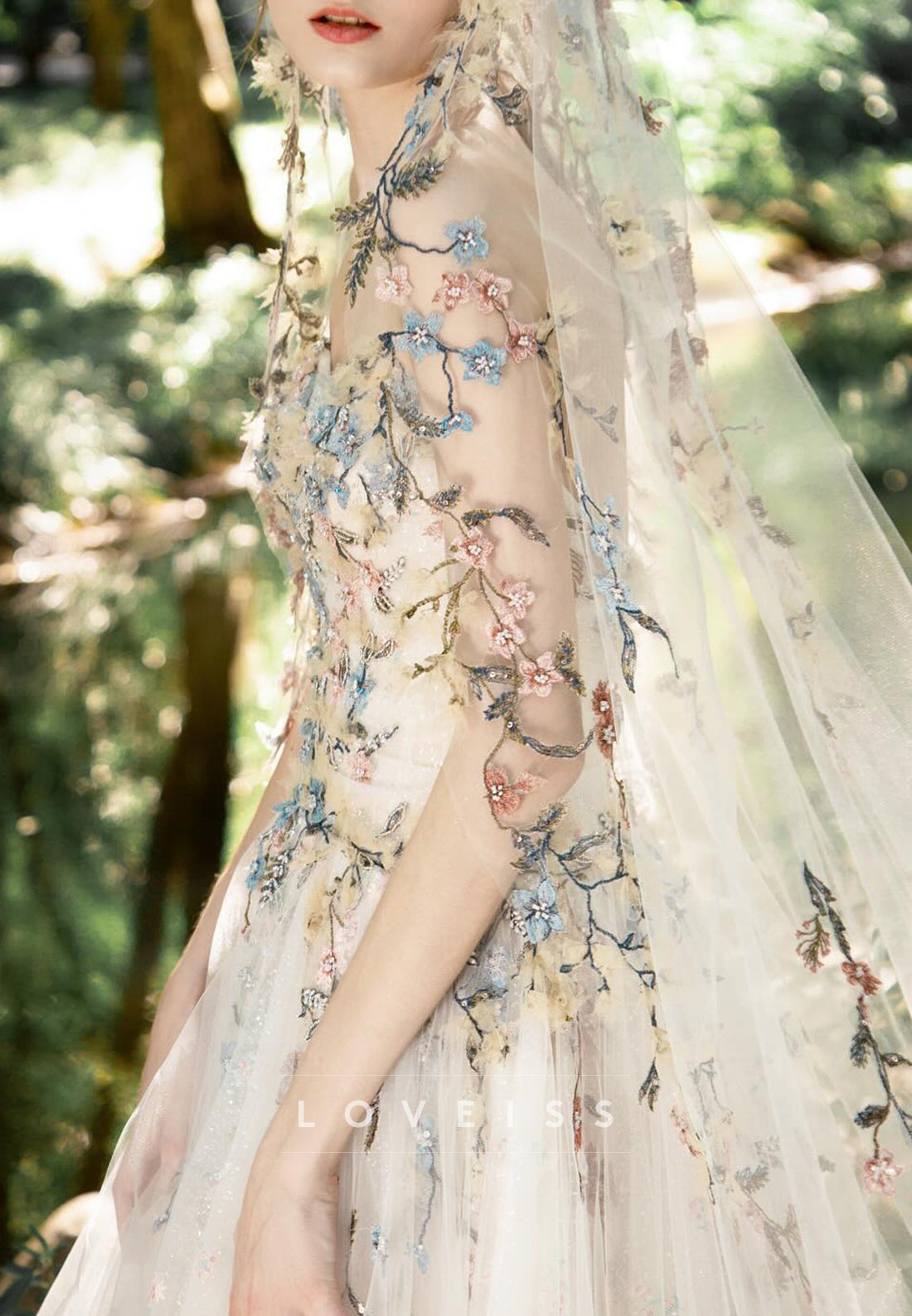 Embroidered Tulle A-Line Wedding Dress