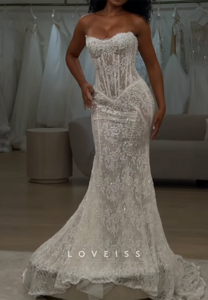 Strapless Lace Corset Mermaid Wedding Dress