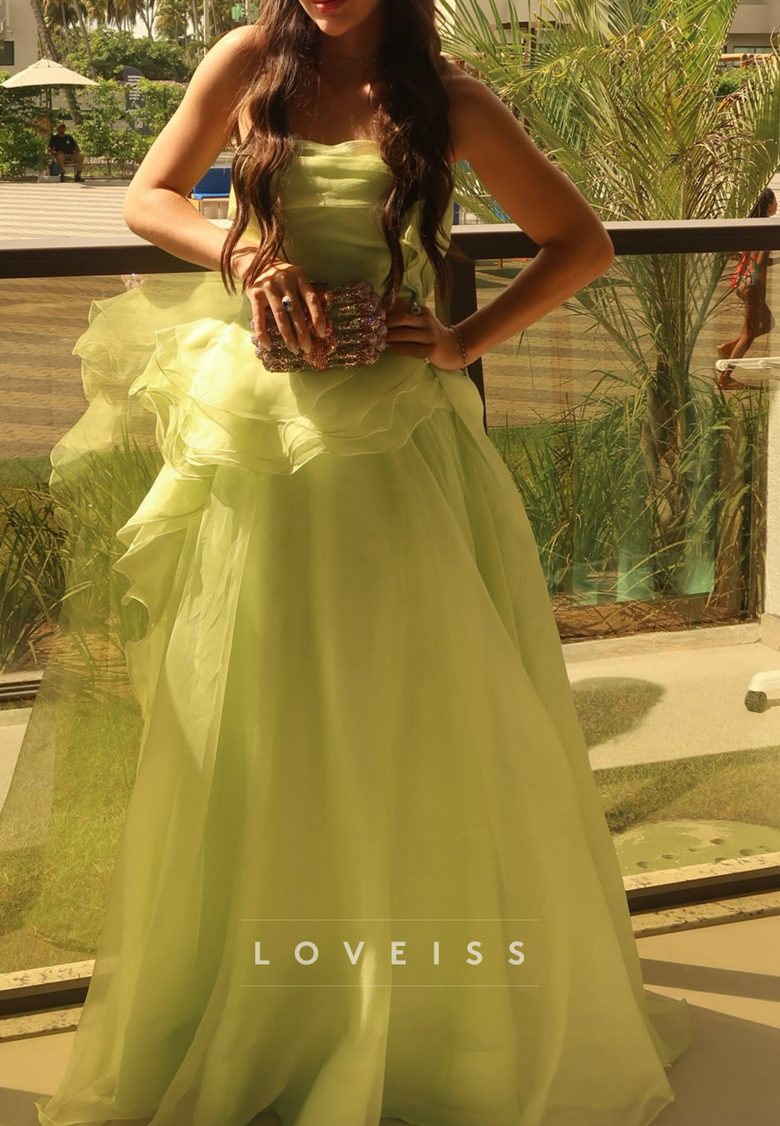 Strapless Ruffle Ball Gown