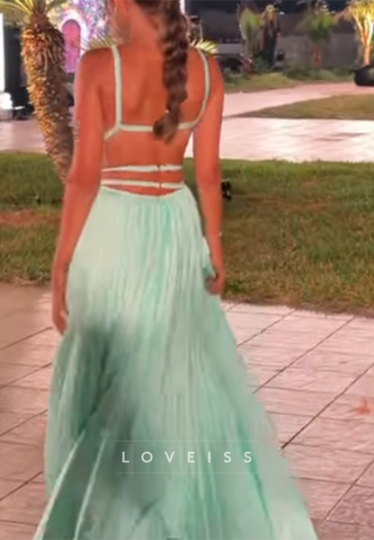Pleated Cut-Out Maxi Dress with Open Back