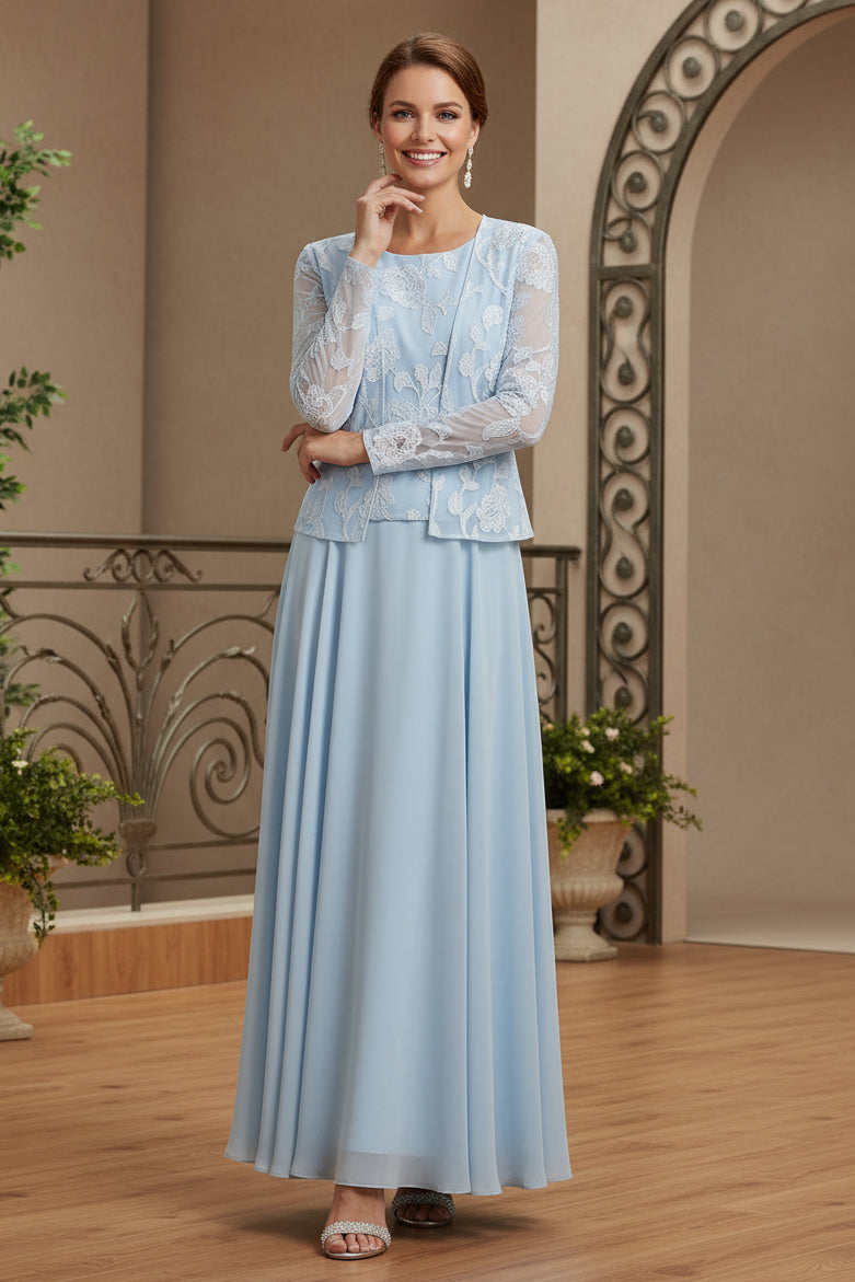 Lace Jacket Chiffon Formal Dress