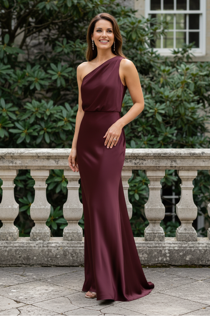 Elegant One-Shoulder Satin Evening Gown